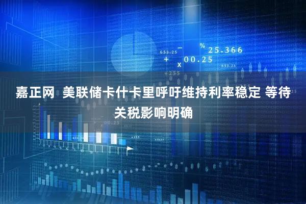 嘉正网  美联储卡什卡里呼吁维持利率稳定 等待关税影响明确